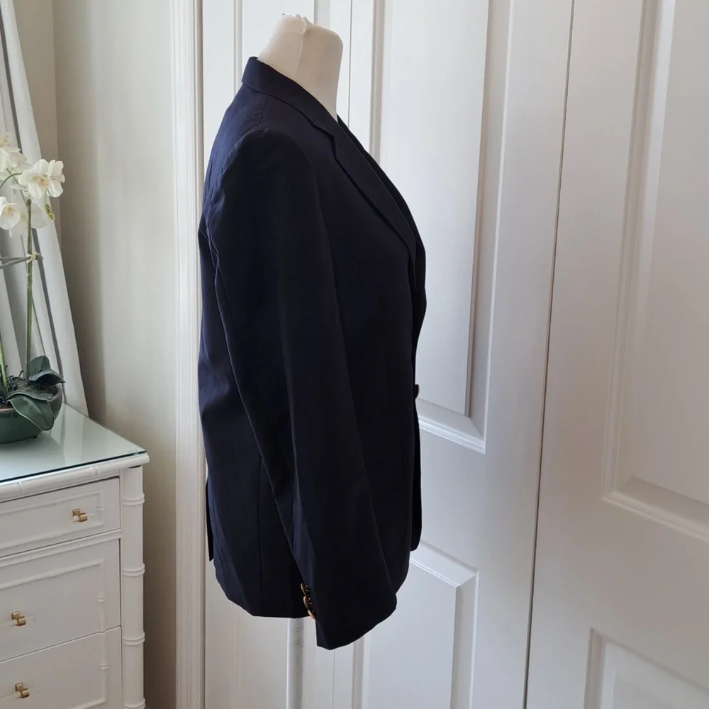 Brooks Brothers Boys Formal Navy Wool Blazer/Sport Coat Lined Gold‎ Buttons S-14
